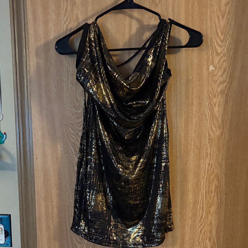 SHEIN Black and Gold Mini Dress